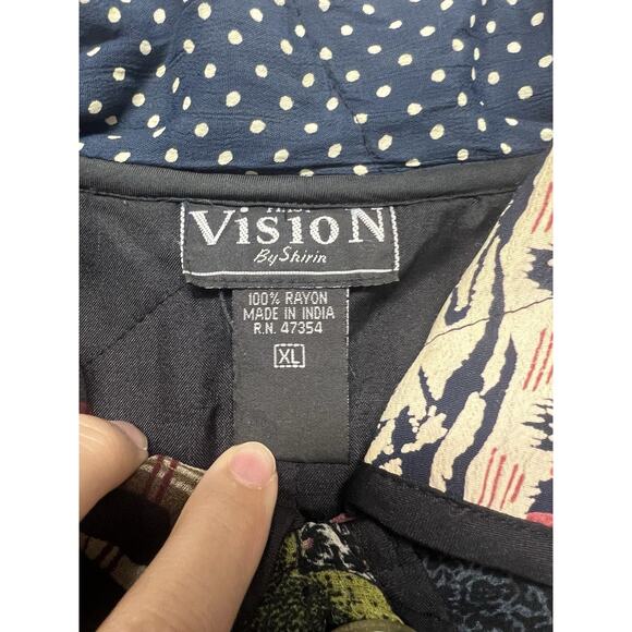 Vision By Shirin Women’s Patchwork Jacket Size XL Artsy Boho Colorful - Picture 7 of 10